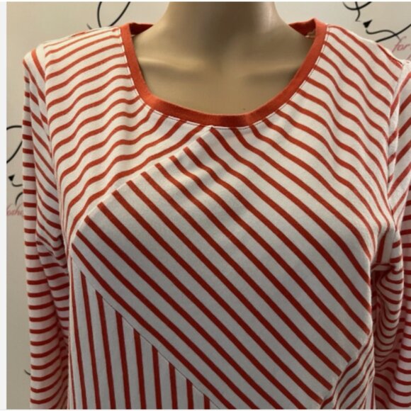 Zenergy Chico's. Size 1 M. Cotton Blend. Stretch Knit Stripe White Red. B128 - Picture 2 of 5